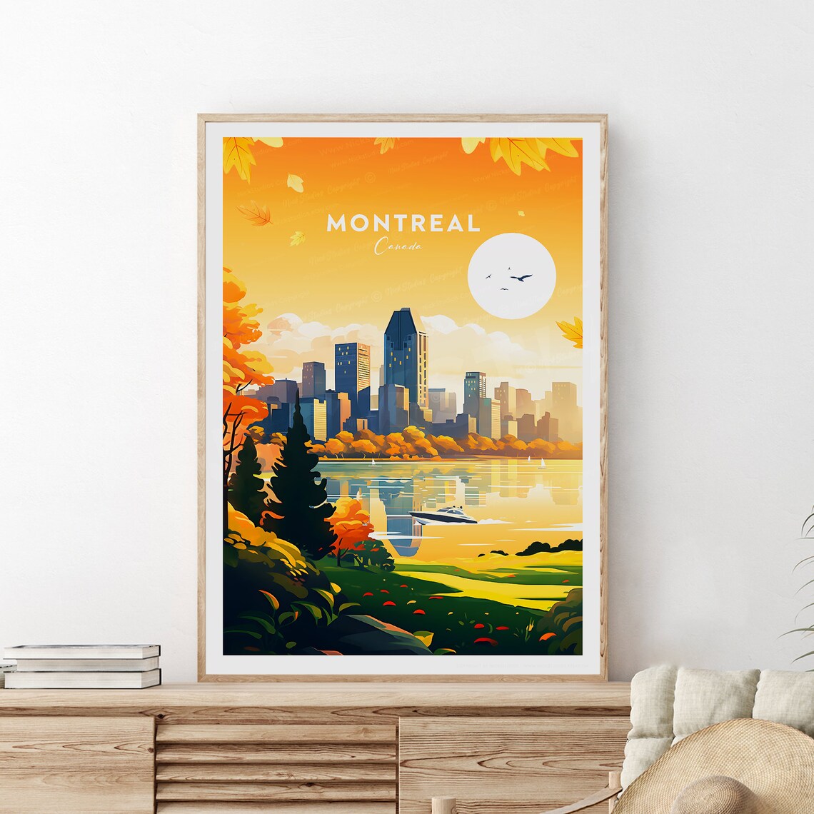 Montreal Skyline Autumn Sunset Waterfront Canada City Travel Poster - Image 2