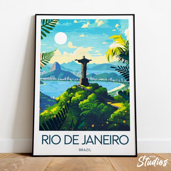 Rio De Janeiro Travel Print Brazil Rio Print Rio Poster Rio Illustration Brazil Poster Birthday Present Travel Gift Custom Text