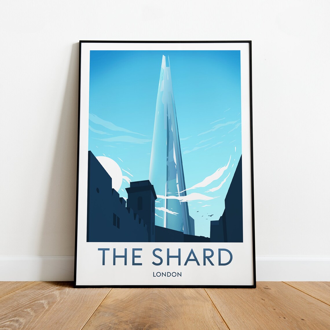 The Shard London Blue Skyscraper Cityscape Modern Travel Poster - Image 2