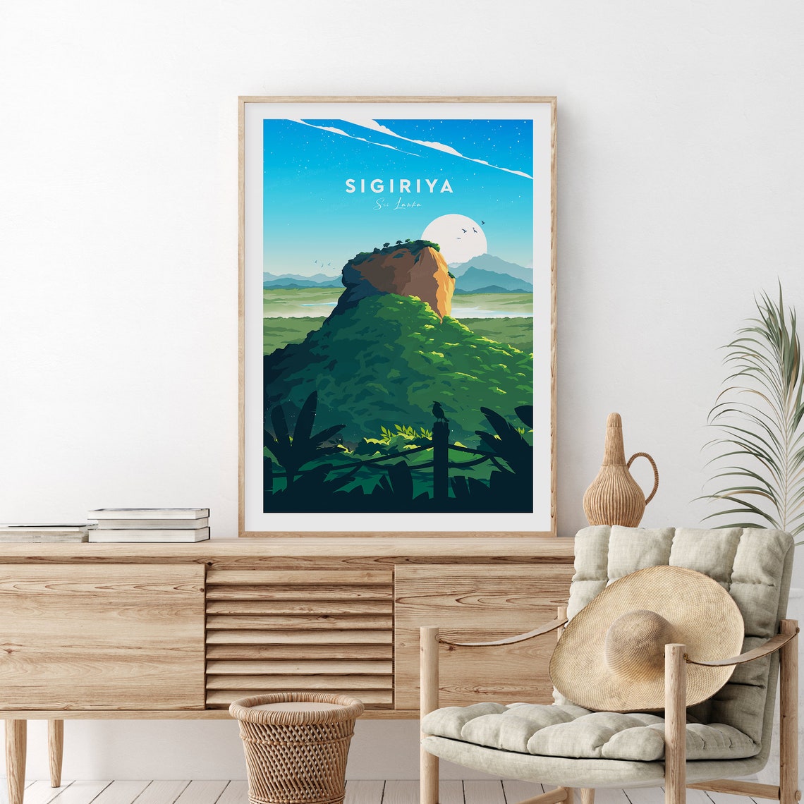 Sigiriya Sri Lanka Ancient Rock Fortress Jungle View Travel Poster