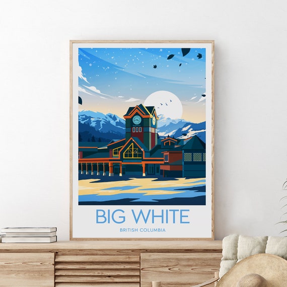 Big White Travel Print British Columbia Canada Big White Poster Ski Poster Big White Ski Wedding Gift Birthday