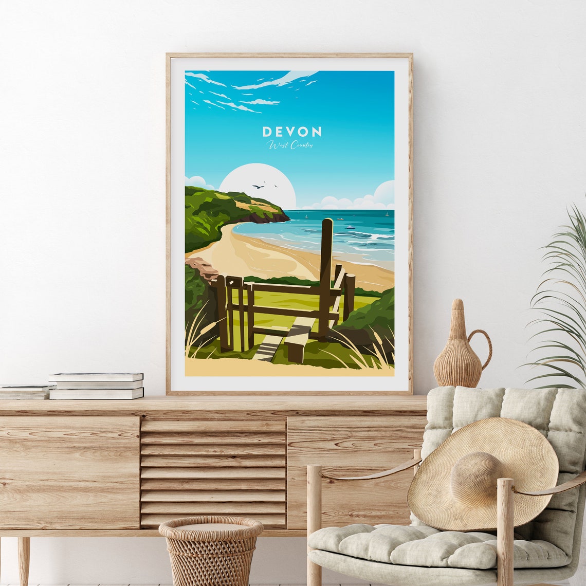 Devon West Country Sandy Beach Coastal Path Sunset Travel Poster - Image 2