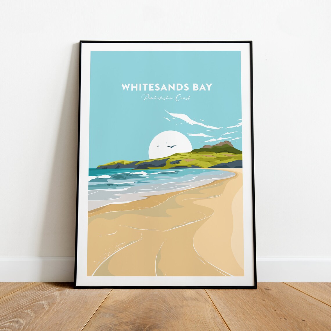 Whitesands Bay Pembrokeshire Coast Golden Sandy Surf Travel Poster