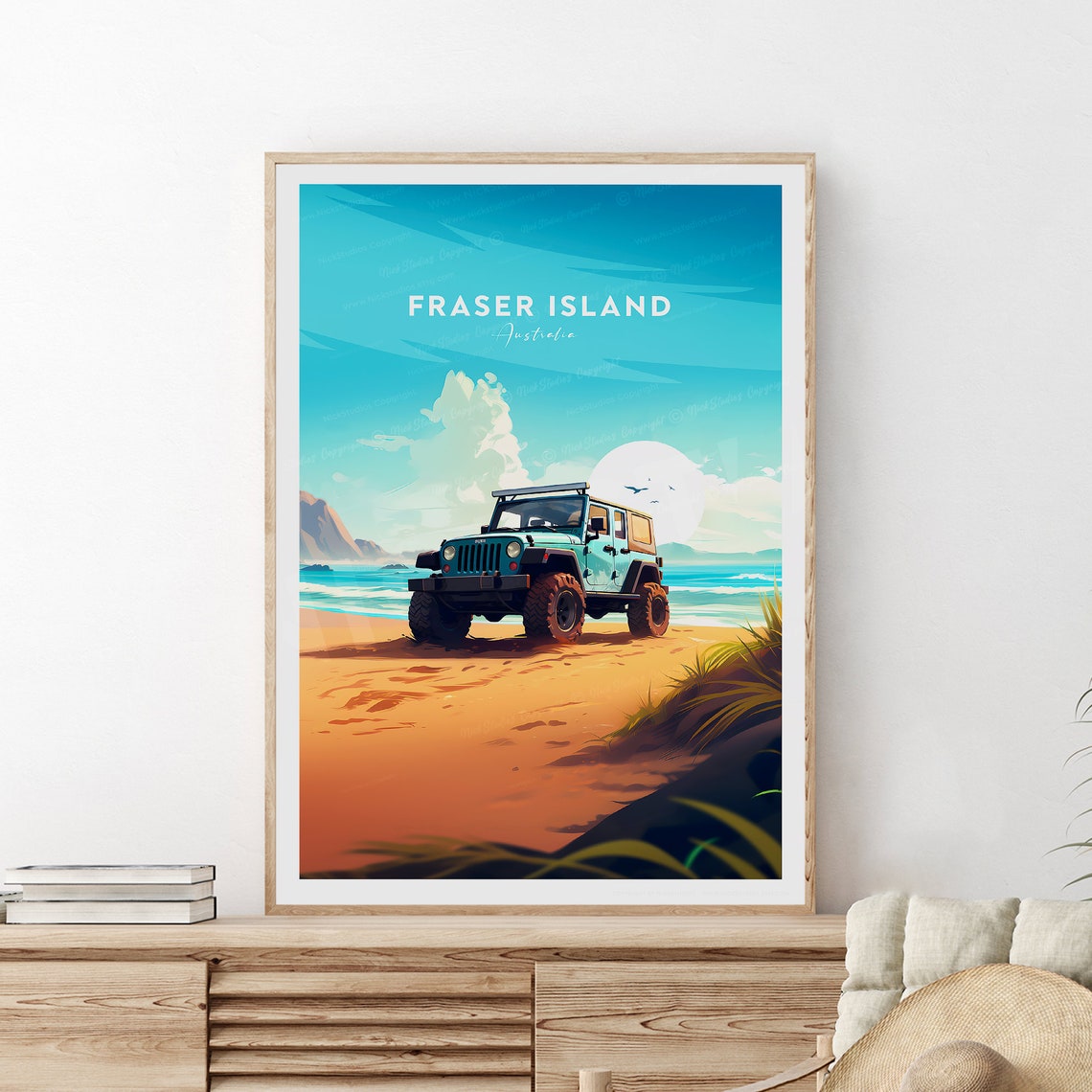 Fraser Island Australia Off-Road Jeep Beach Adventure Travel Poster