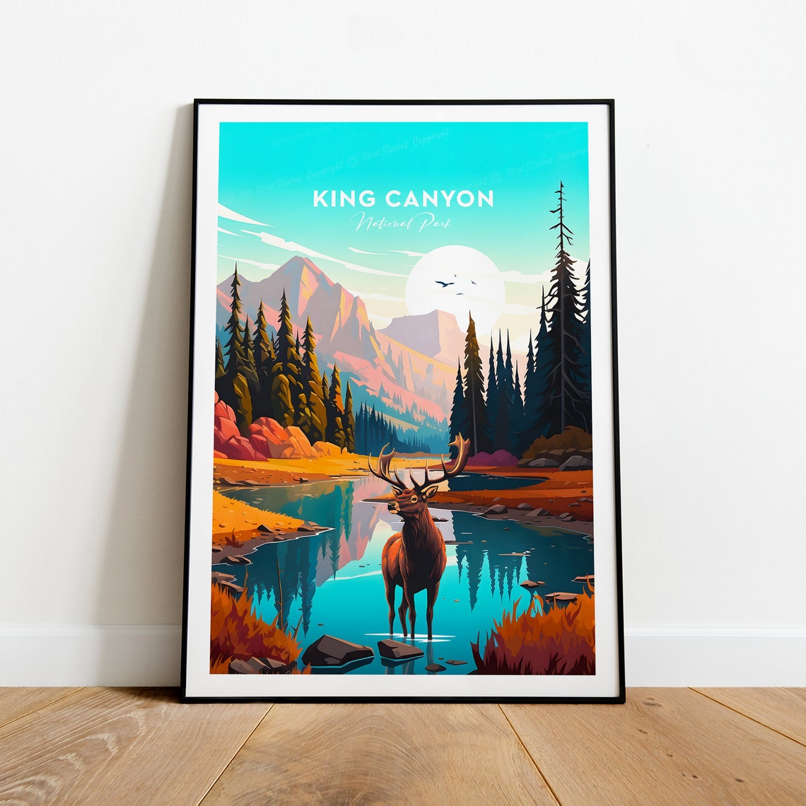 King Canyon National Park Elk Mountain Lake Scene Vintage Poster - Image 2