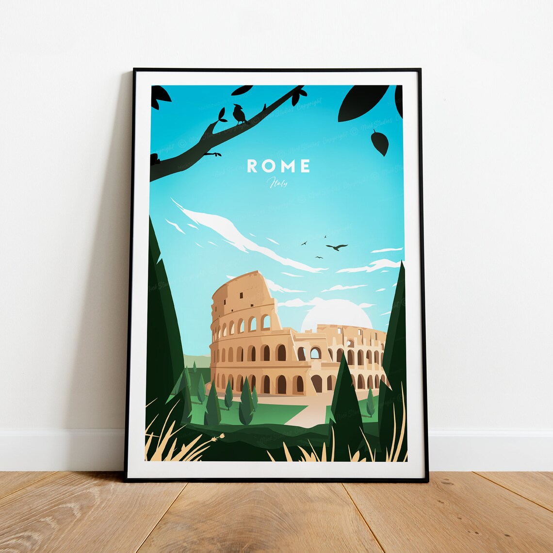 Rome Italy Colosseum Ancient Roman Landmark View Travel Poster