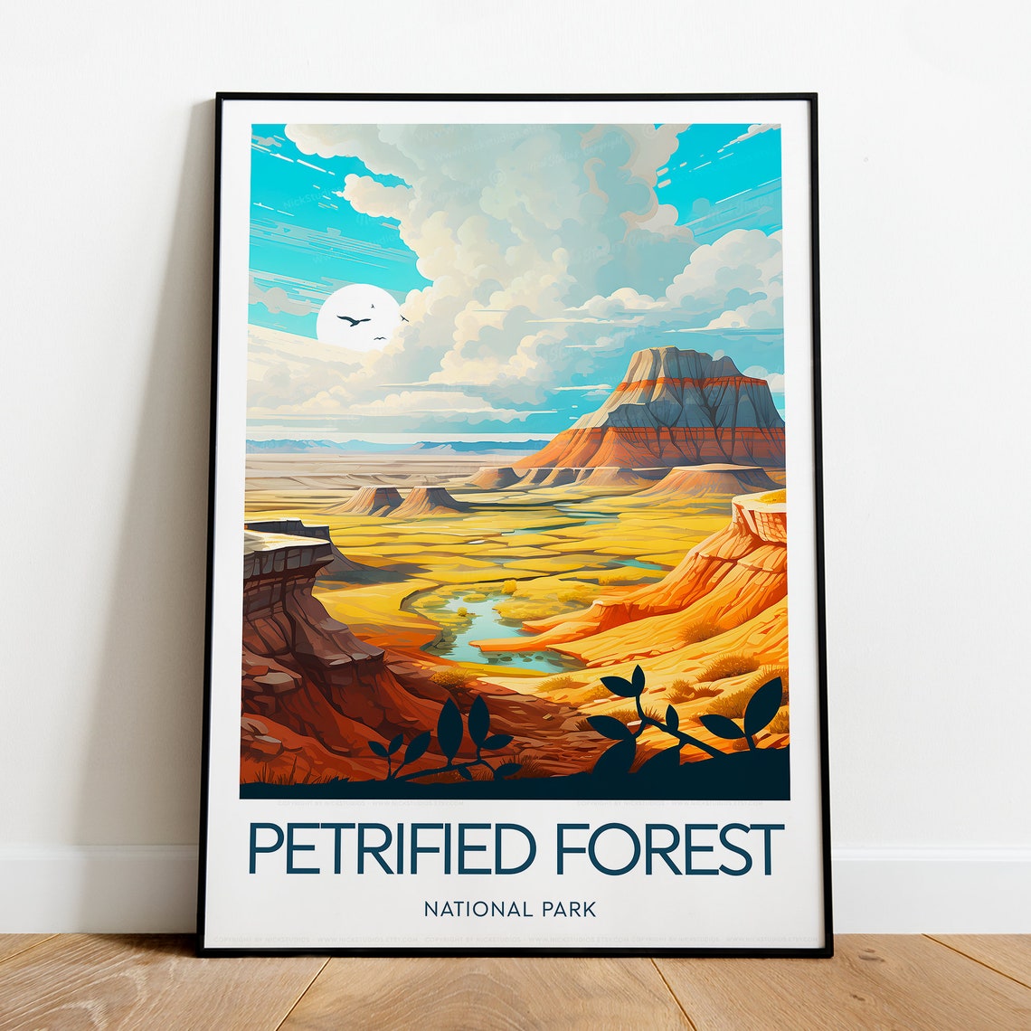 Petrified Forest Arizona Red Rock Mesas Under Big Clouds Poster