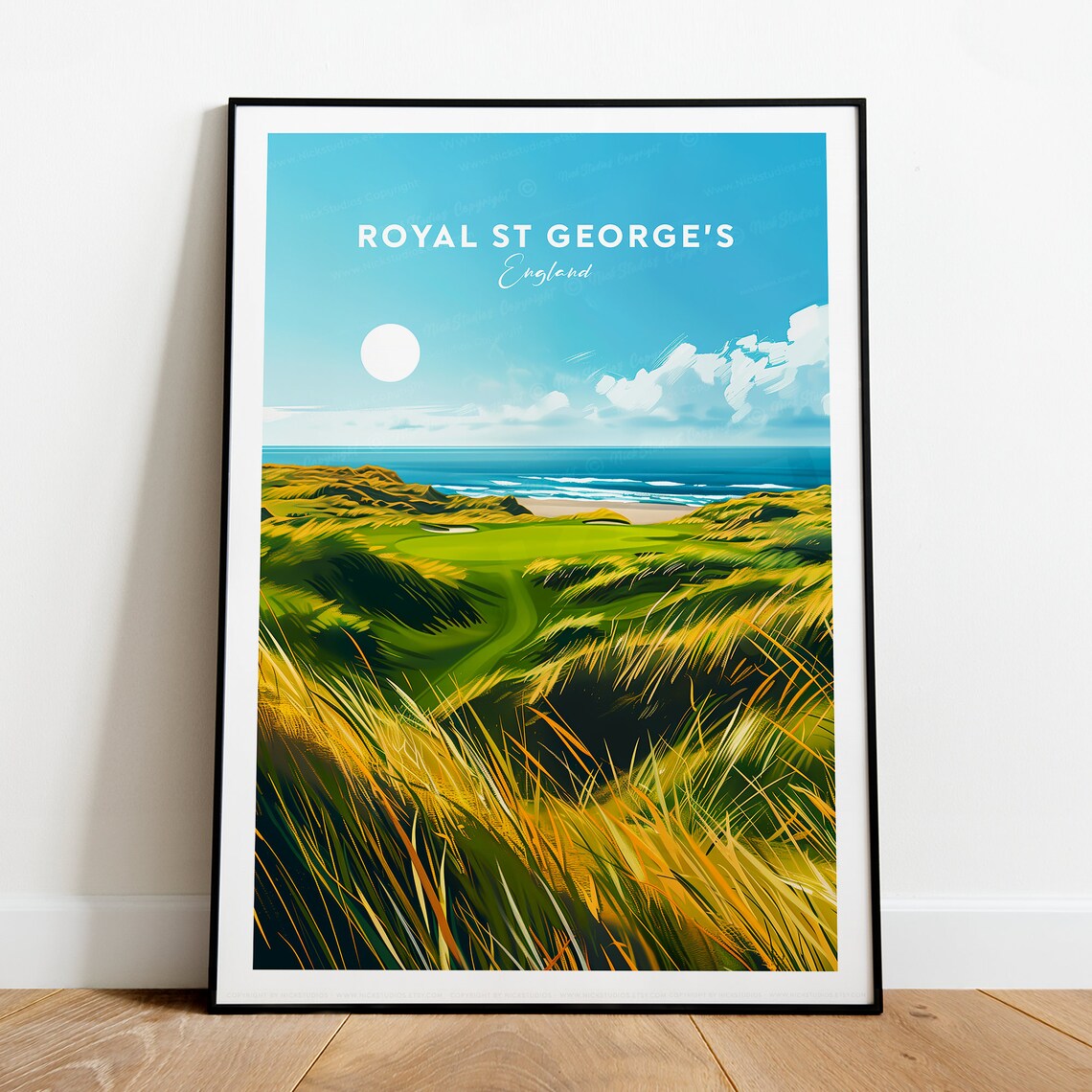 Royal St George's Coastal Golf Links Travel Illustration Poster