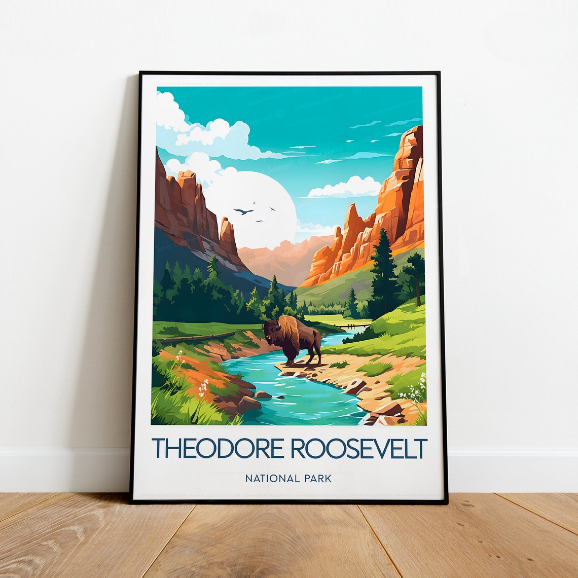 Theodore Roosevelt National Park Bison River Canyon Travel Poster - Image 2