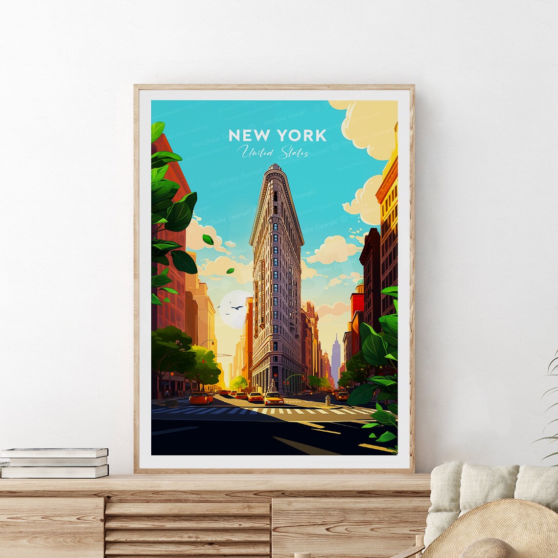New York City Flatiron Building Manhattan Street Sunset Poster