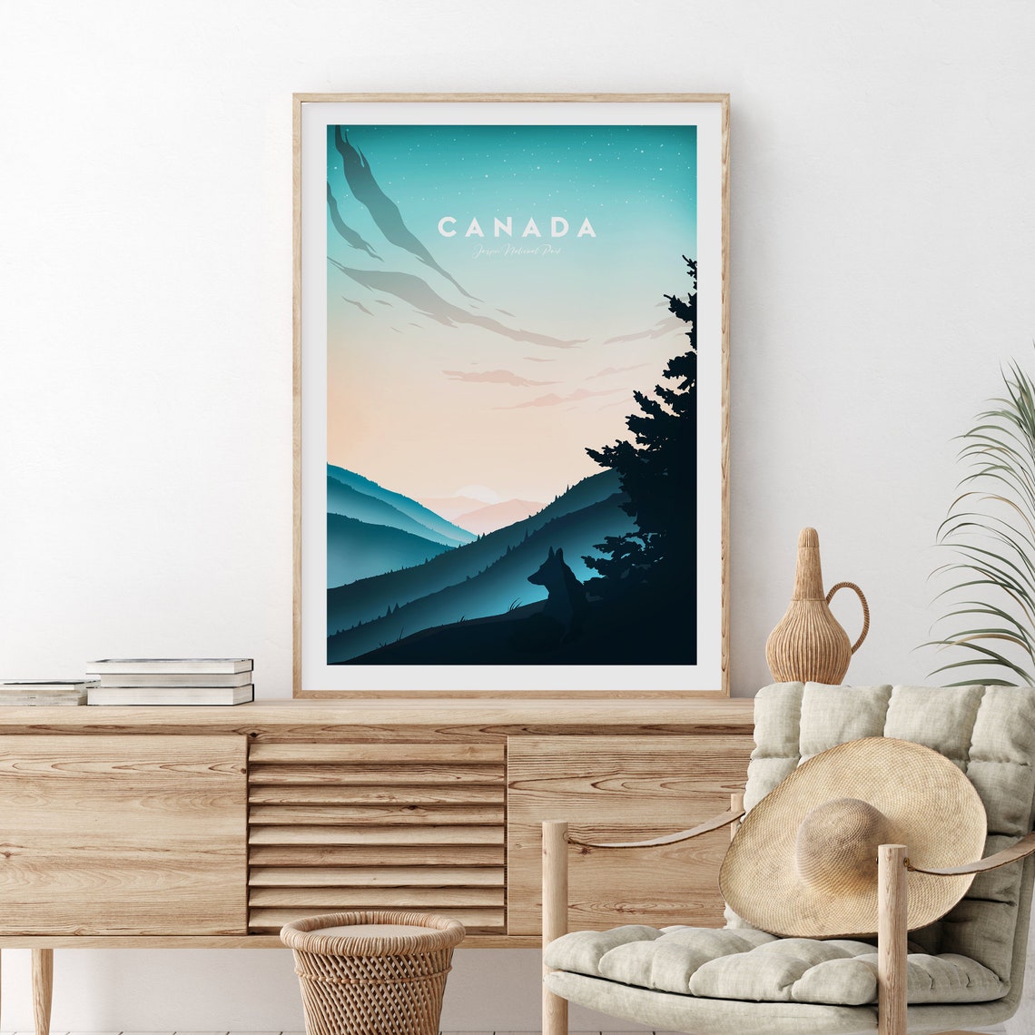 Canada Jasper National Park Minimalist Mountain Sunset Poster - Image 2