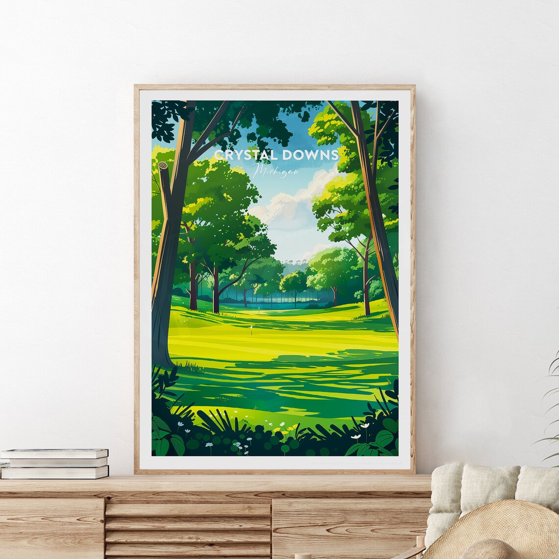 Crystal Downs Traditional Golf Print Michigan Crystal Downs Poster Crystal Downs Art Wedding Gift Birthday Poster Custom Text