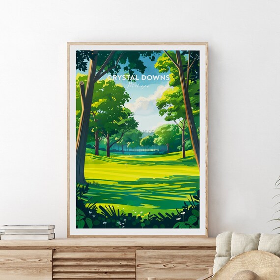 Crystal Downs Traditional Golf Print Michigan Crystal Downs Poster Crystal Downs Art Wedding Gift Birthday Poster Custom Text
