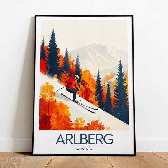 Arlberg Travel Print Austria Arlberg Poster Ski Resort Vorarlberg Poster Ski Art Wedding Gift Birthday