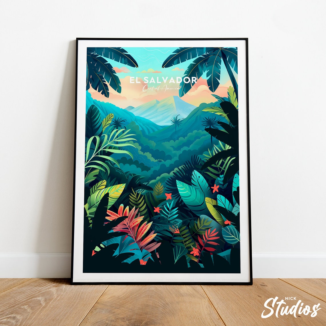 El Salvador Traditional Travel Print Central America El Salvador Poster El Salvador Art Wall Art El Salvador Wall Art By Nickstudios