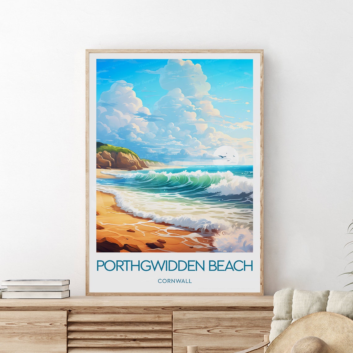 Porthgwidden Beach Cornwall Surf Waves Coastal Travel Poster - Image 2