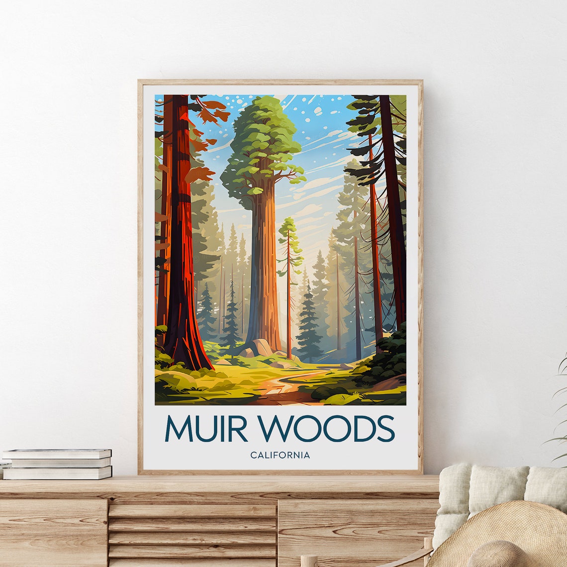 Muir Woods California Towering Redwood Forest Path Light Poster