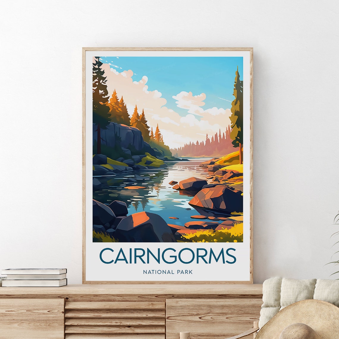 Cairngorms National Park Scotland Mountain River Sunset Poster - Image 2