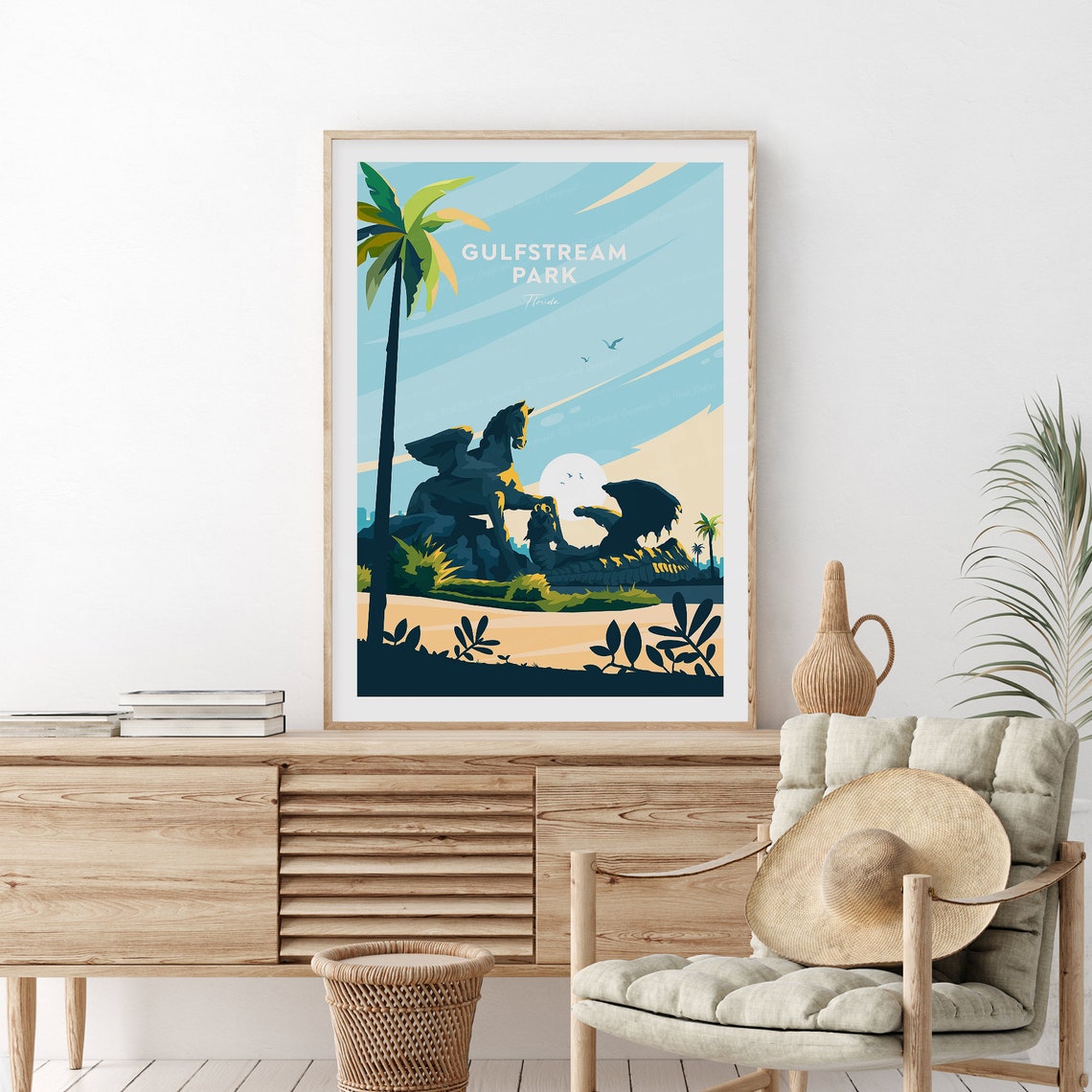 Gulfstream Park Florida Horse Racing Winged Pegasus Sunset Poster