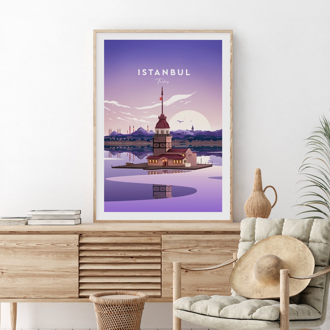 Istanbul Turkey Maiden's Tower on the Bosphorus at Dusk Poster