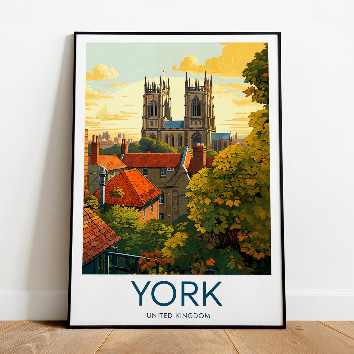 York United Kingdom Minster Rooftop Sunset Evening Skyline Poster