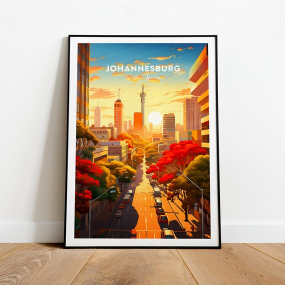 Johannesburg Traditional Travel Print South Africa Safari South Africa Poster Johannesburg Poster Wedding Gift Birthday