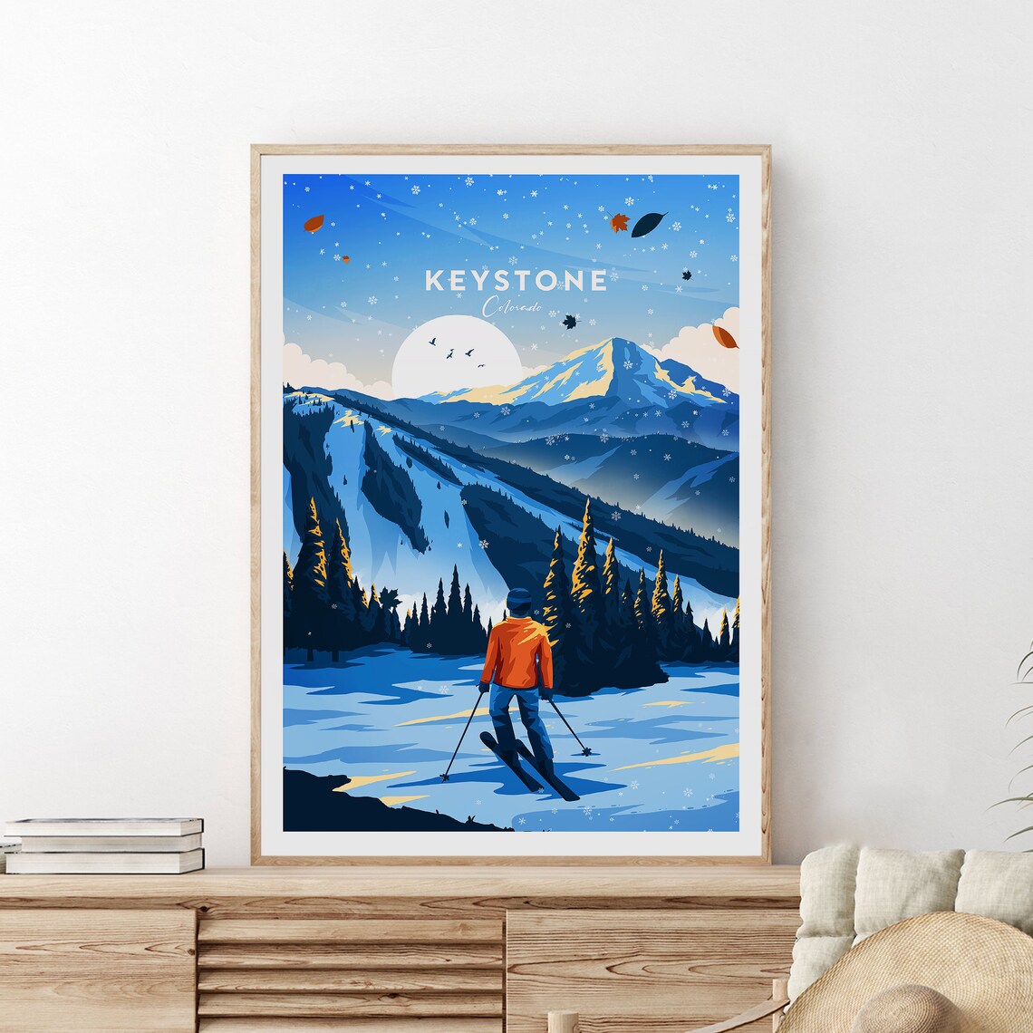 Keystone Colorado Skier on Powdery Mountain Slopes Travel Poster