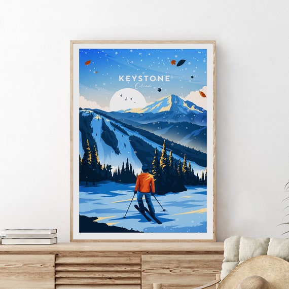 Keystone Traditional Ski Print Colorado Ski Poster Wedding Gift Birthday
