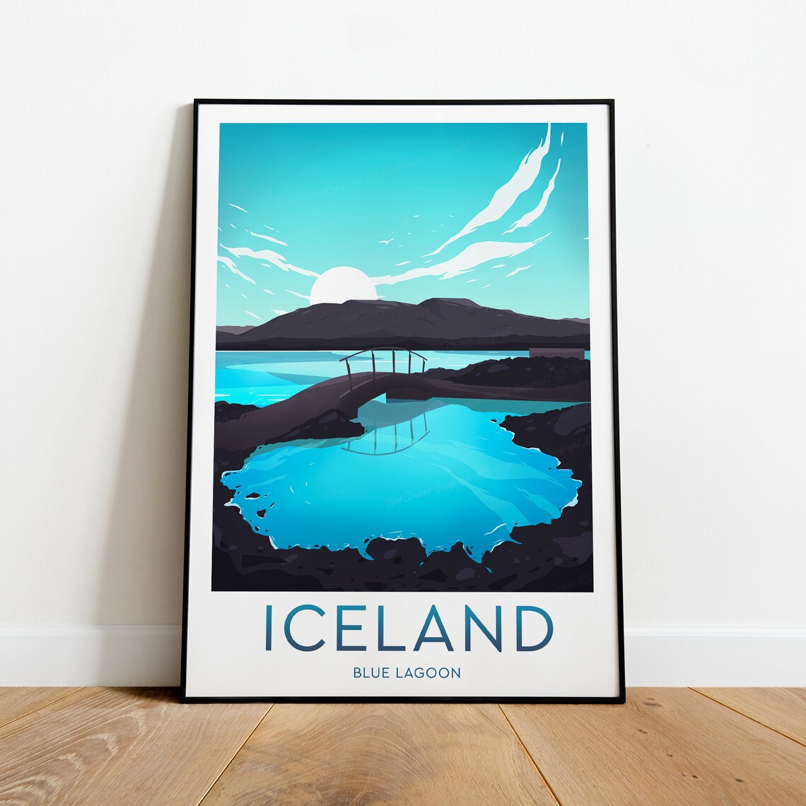 Iceland Blue Lagoon Geothermal Spa Golden Sunset Travel Poster - Image 2