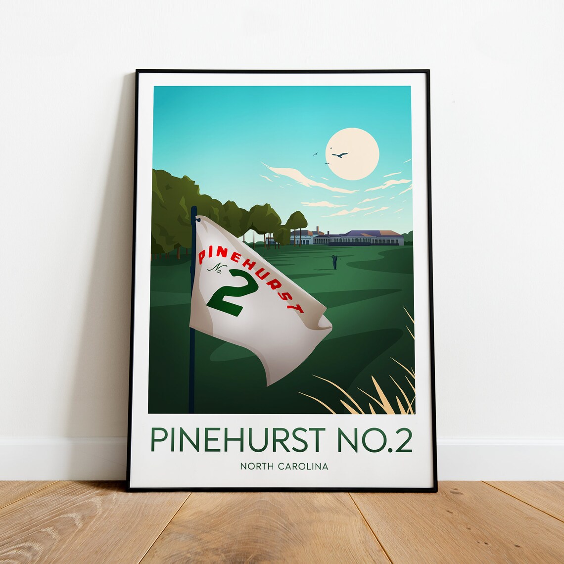 Pinehurst No 2 North Carolina Golf Flagstick Fairway Travel Poster - Image 2