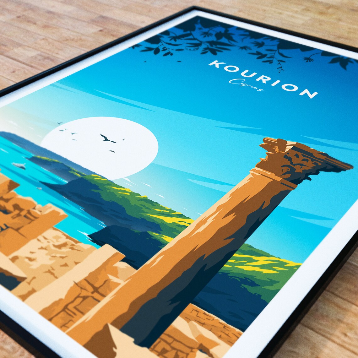 Kourion Cyprus Ancient Ruins Sea View Temple Column Travel Poster - Image 2