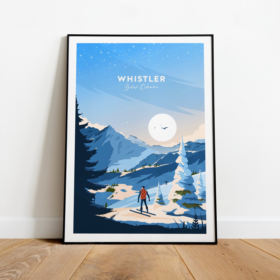 Whistler British Columbia Backcountry Skier Peaks Travel Poster - Image 2