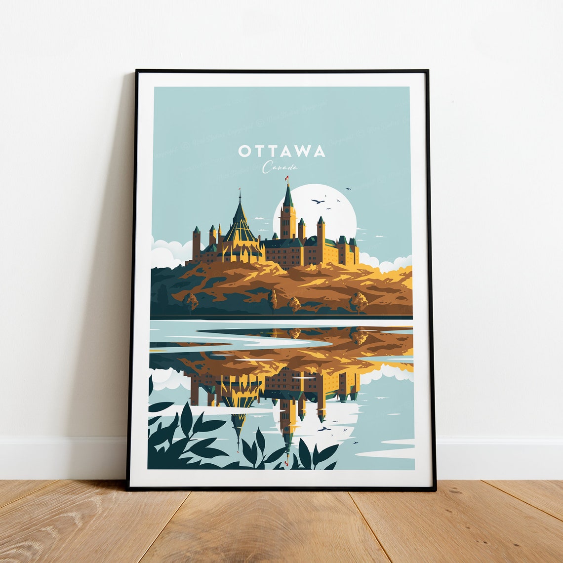 Ottawa Canada Parliament Buildings Reflected on Water Poster