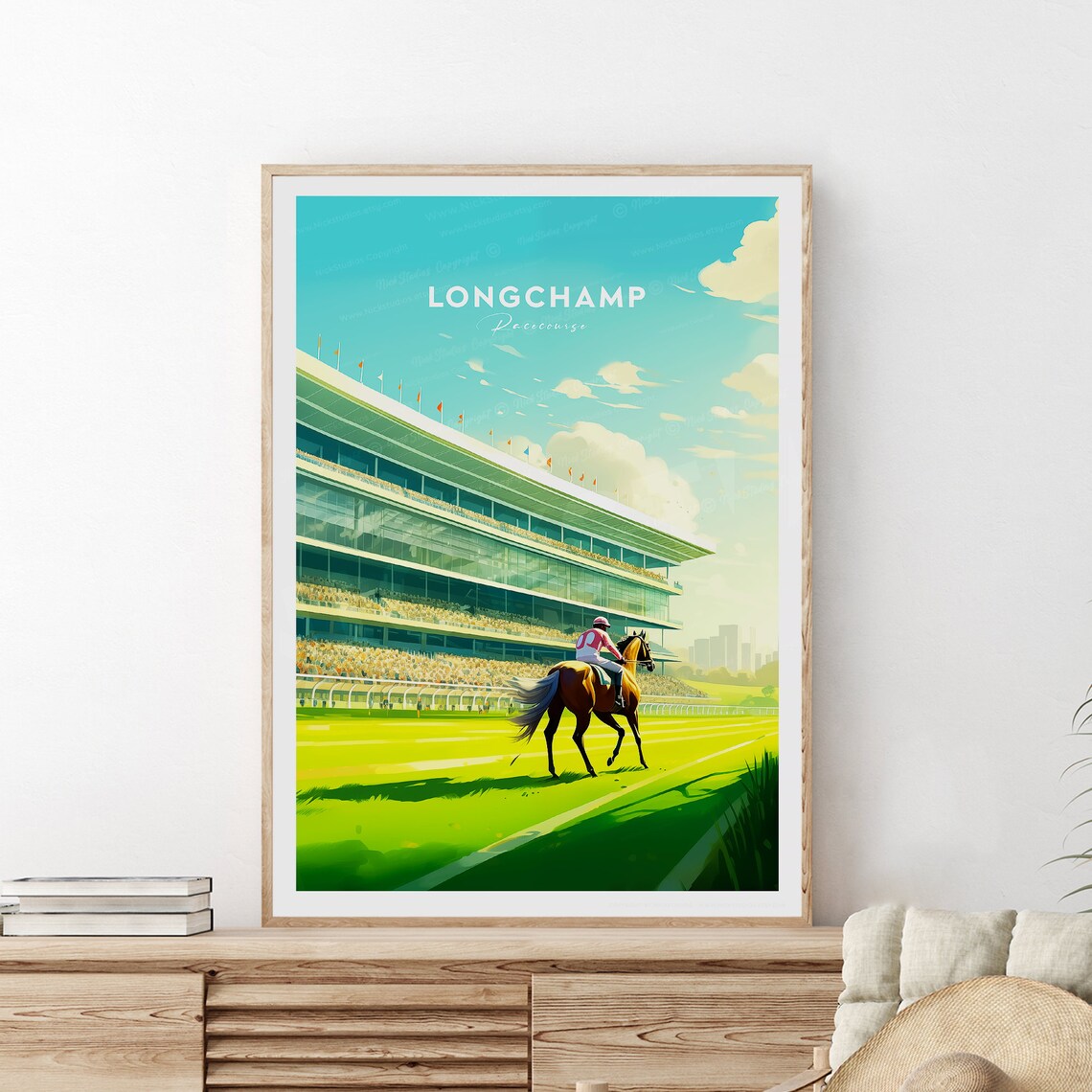 Longchamp Racecourse Horse Jockey Grandstand Race Day Travel Poster