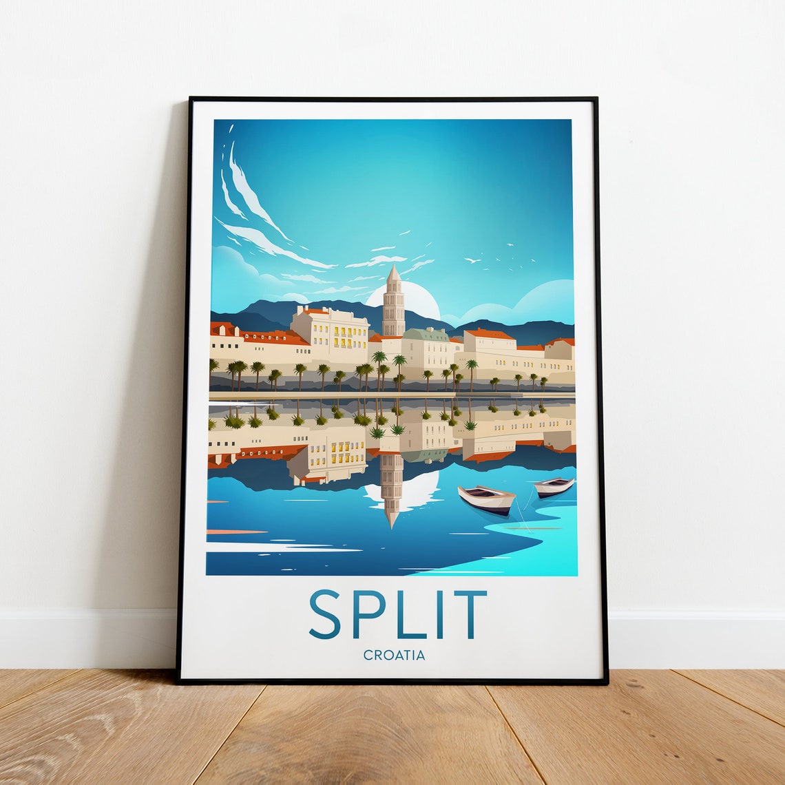 Split Croatia Waterfront Palace Bell Tower Reflection Poster