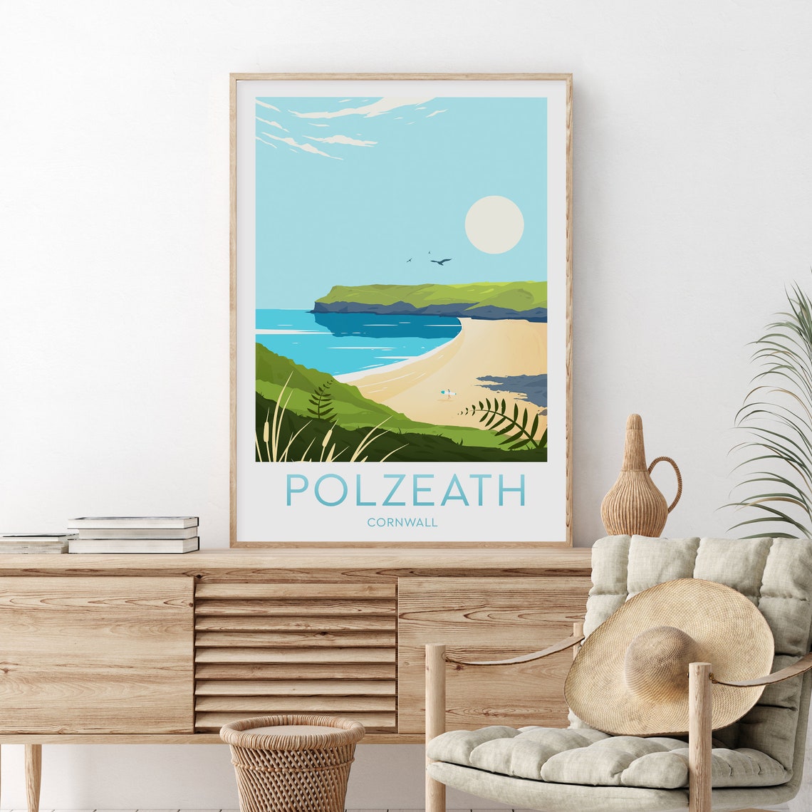 Polzeath Cornwall Beach Cove Surf Coastal Landscape Travel Poster - Image 2