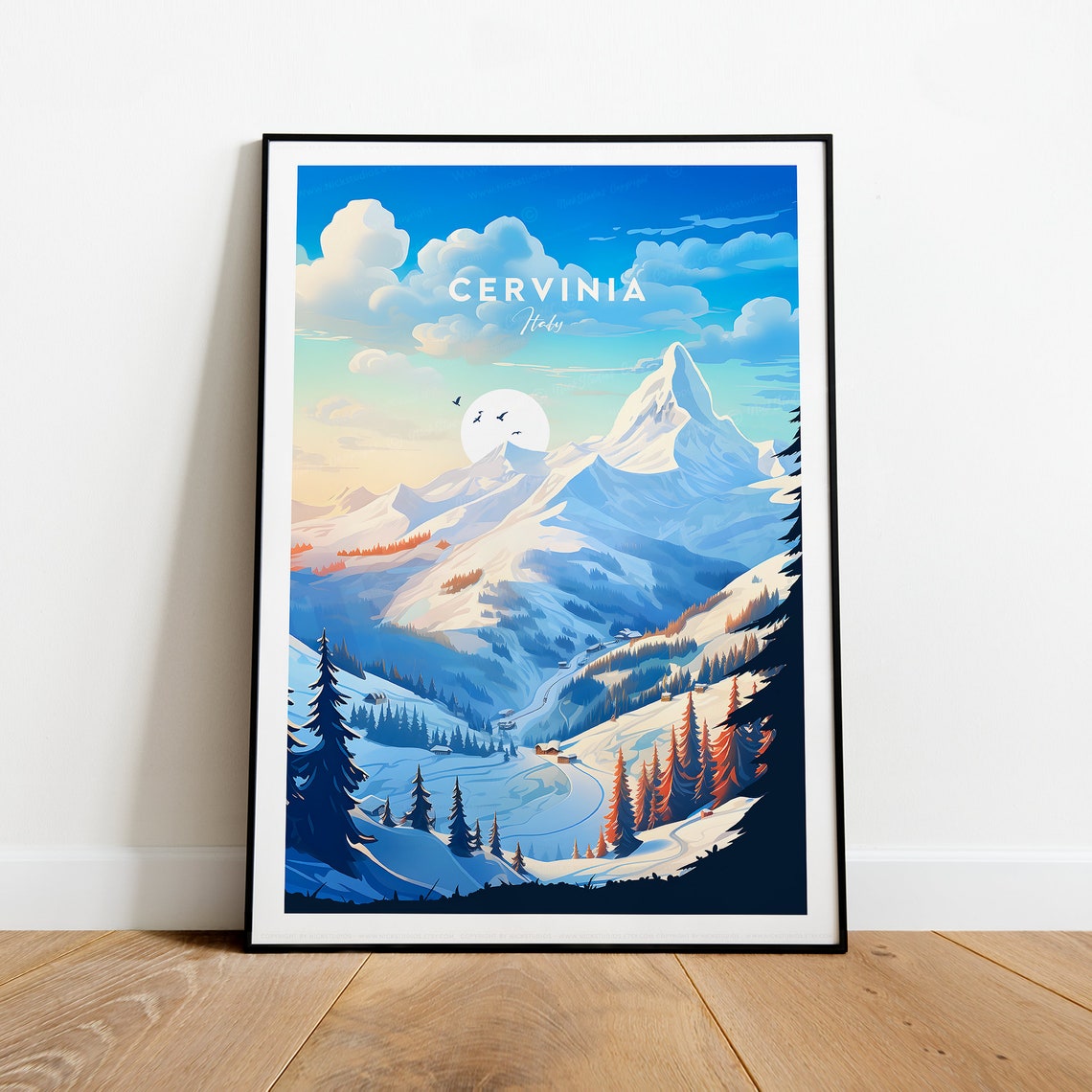 Cervinia Italy Matterhorn Ski Slopes Alpine Snowy Peaks Travel Poster - Image 2
