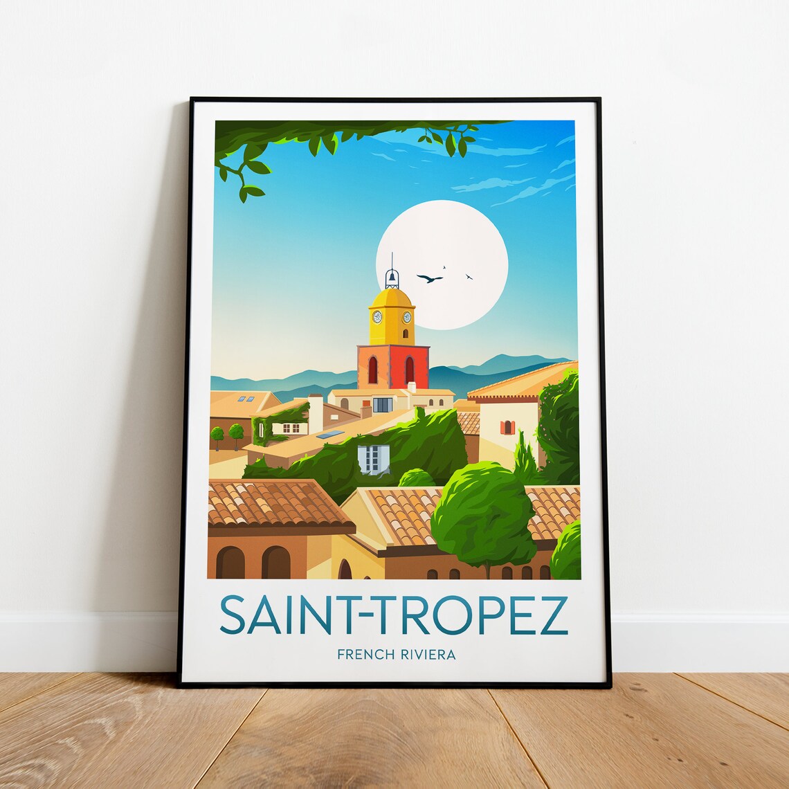 Saint-Tropez French Riviera Clock Tower Village Rooftops Travel Poster - Image 2