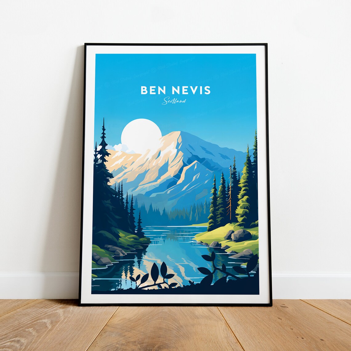 Ben Nevis Scotland Mountain Lake Sunrise Highland Travel Poster - Image 2