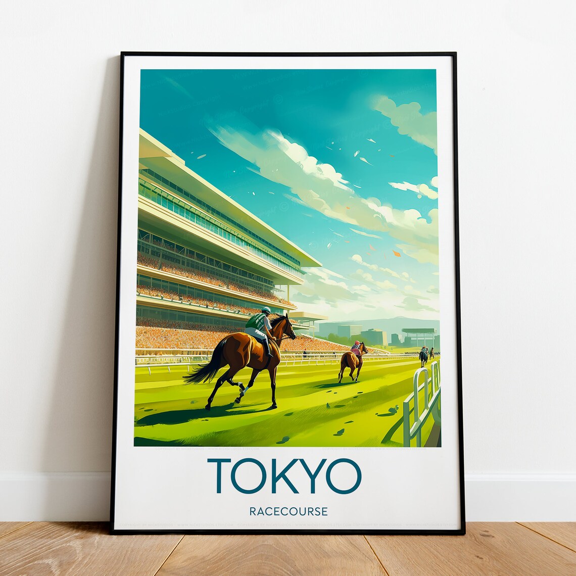 Tokyo Racecourse Japan Horse Race Day Grandstand View Sports Poster - Image 2