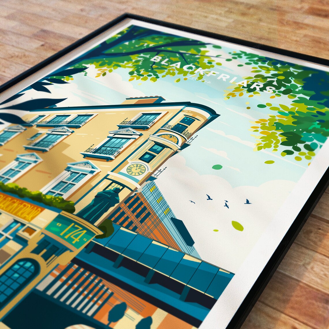 Blackfriars London Historic Corner Pub Building Travel Poster - Image 3