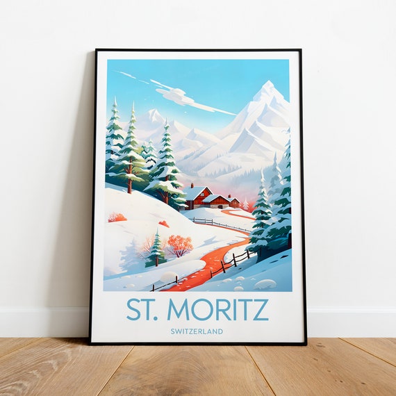 St Moritz Ski Print Switzerland St Moritz Poster Wedding Gift Birthday