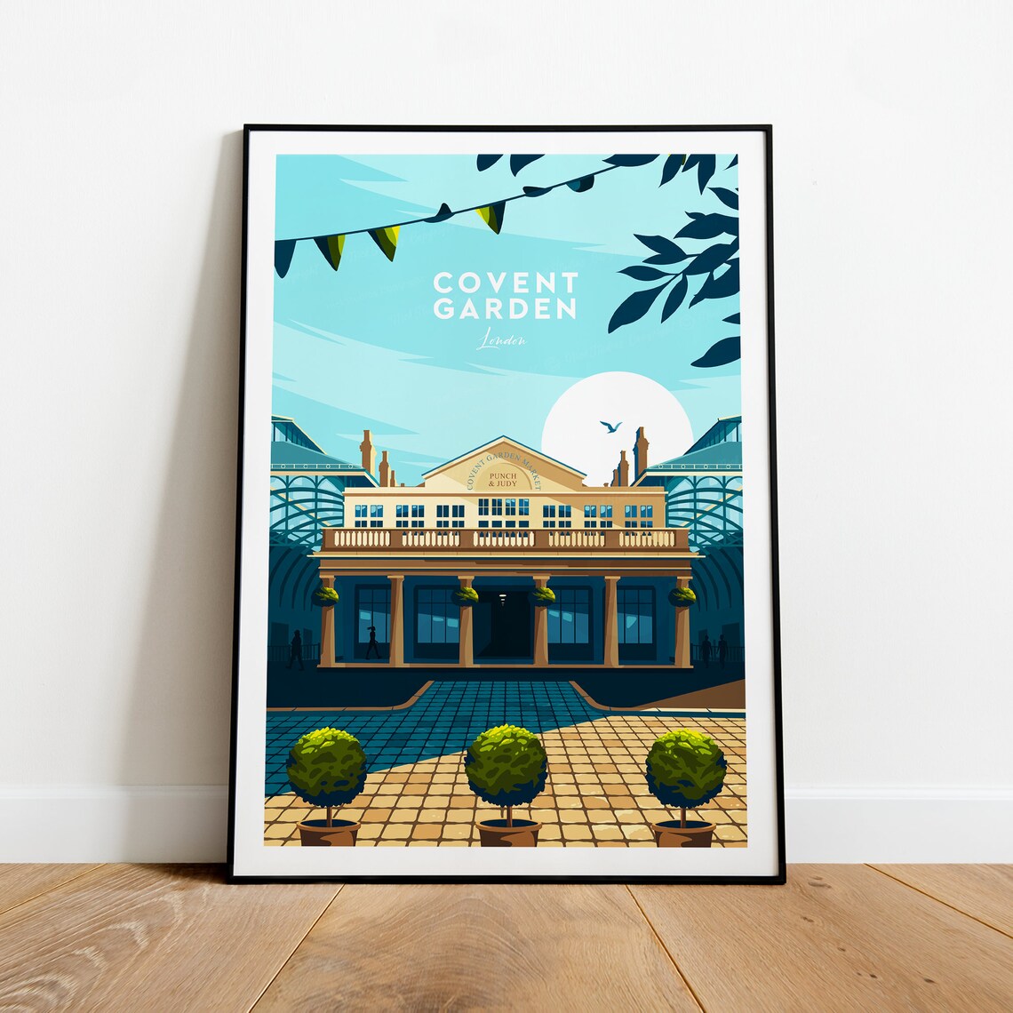 Covent Garden London Market Hall Topiary Bunting City Travel Poster