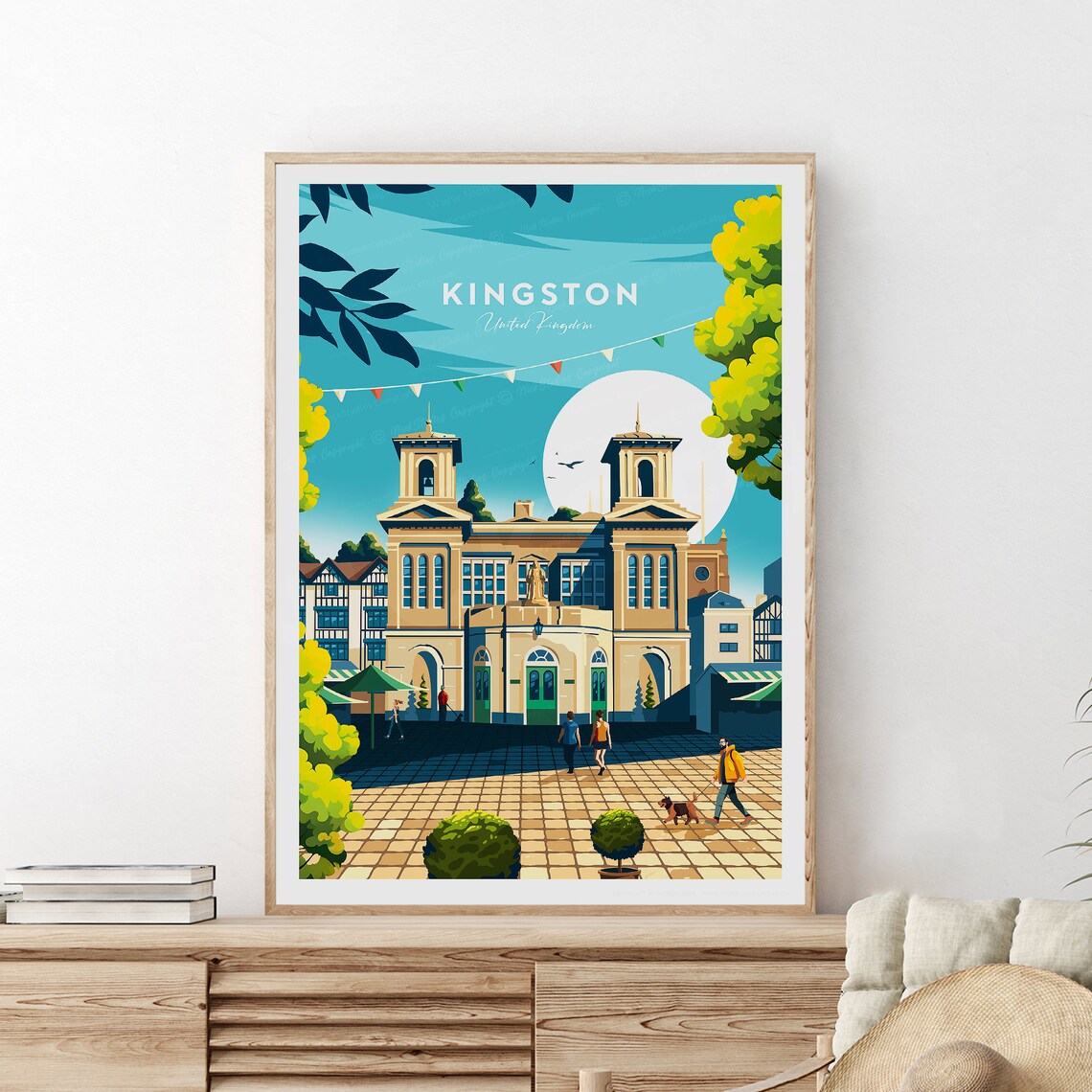 Kingston United Kingdom Historic Market Hall Square Travel Poster - Image 2