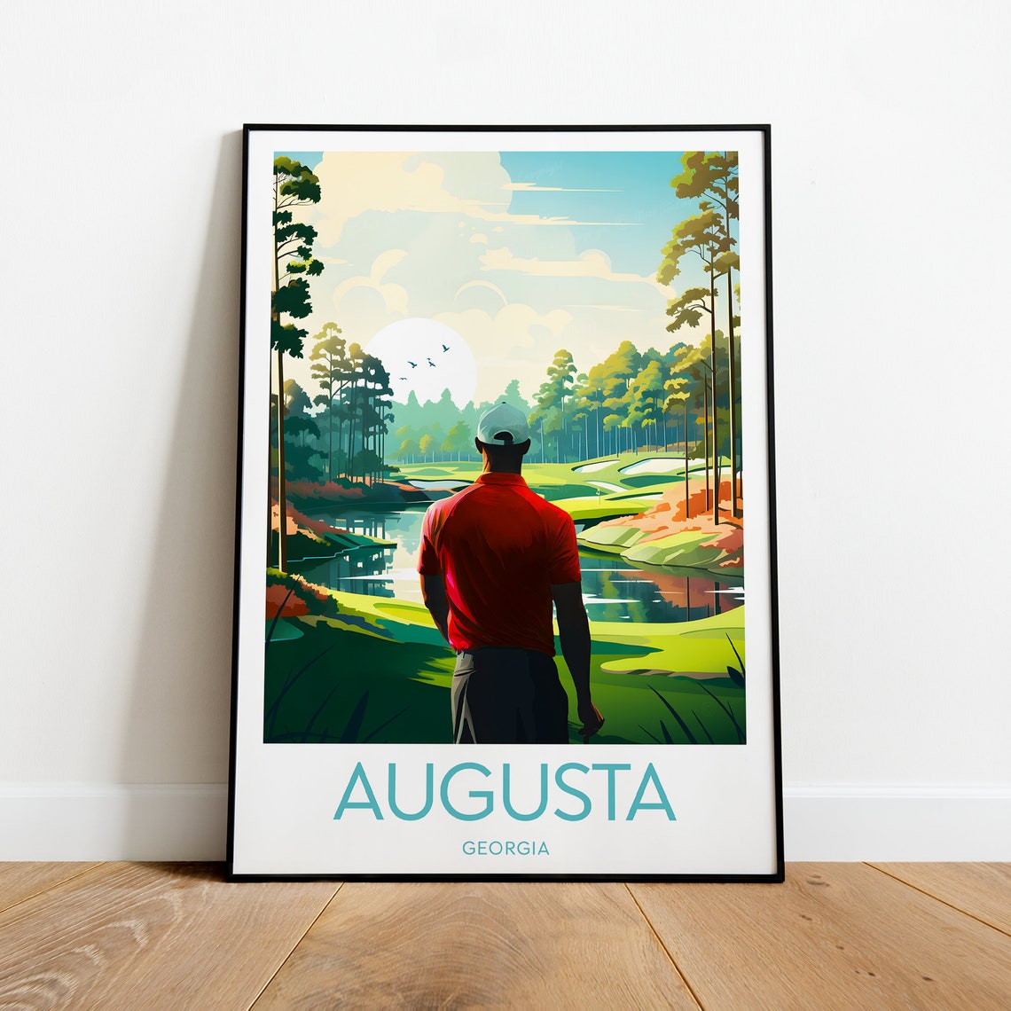 Augusta Georgia Golf Course Red Shirt Golfer Masters Sunday Poster