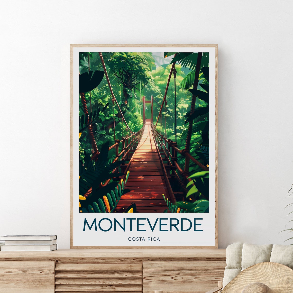 Monteverde Costa Rica Cloud Forest Hanging Bridge Travel Poster