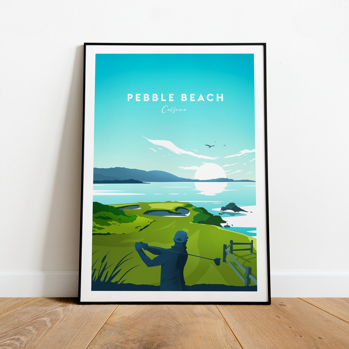 Pebble Beach California Coastal Golf Links Ocean Swing Travel Poster - Image 2