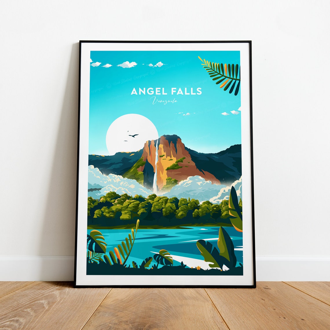 Angel Falls Venezuela Waterfall Off Red Mesa Mountain Poster - Image 2