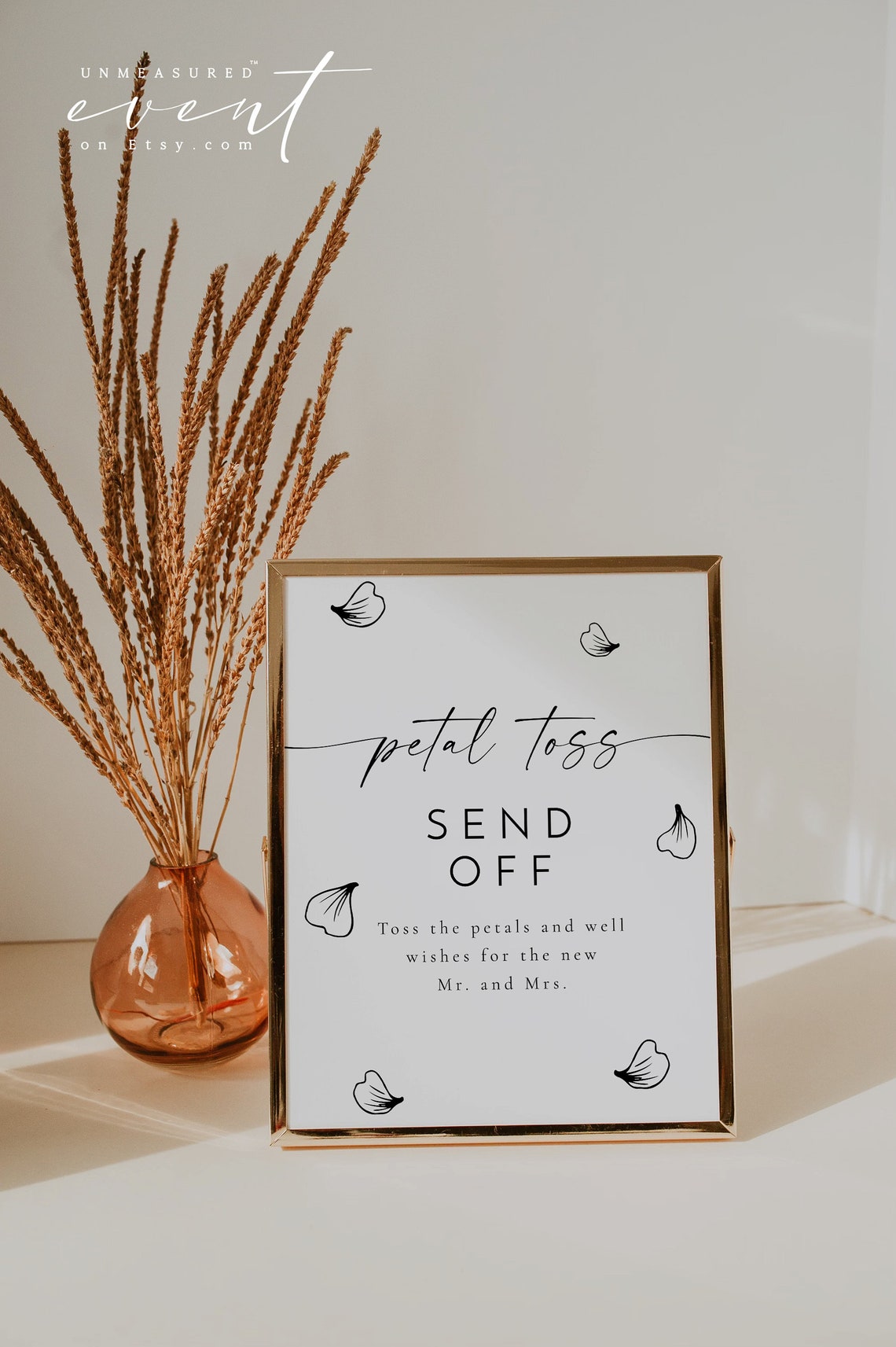 Petal Toss Send Off Wedding Sign Template Minimalist Printable Poster - Image 3