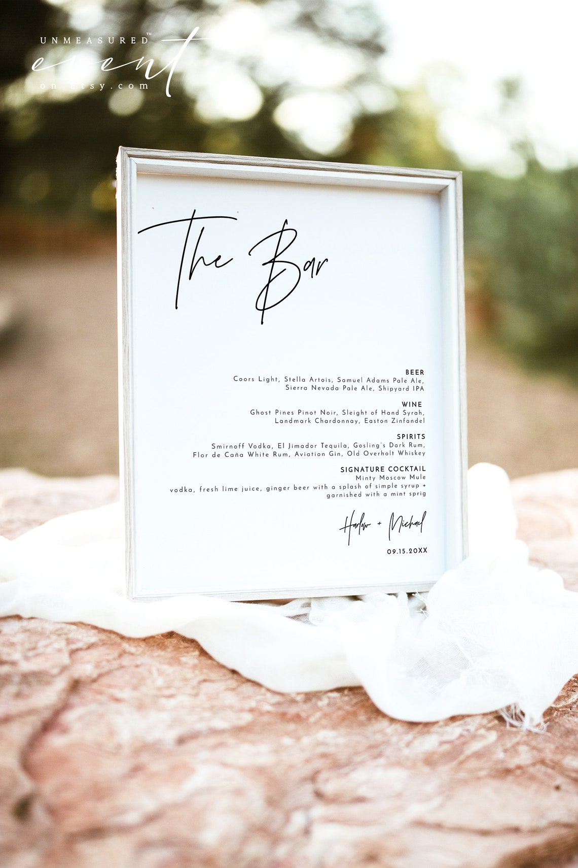 Wedding Bar Menu Drink Sign Minimalist Template Printable Poster - Image 2